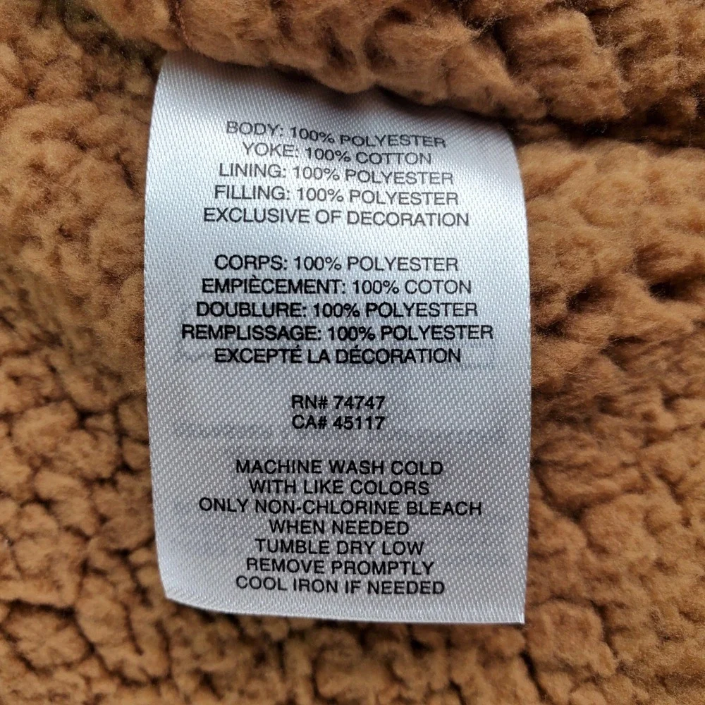 Bass Pro Shops Youth Unisex Vest Burnt Olive Hooded Sherpa Lined Size M